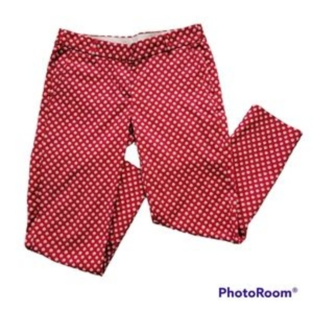 J.Crew Stretch 00 Cropped Red Floral Pants